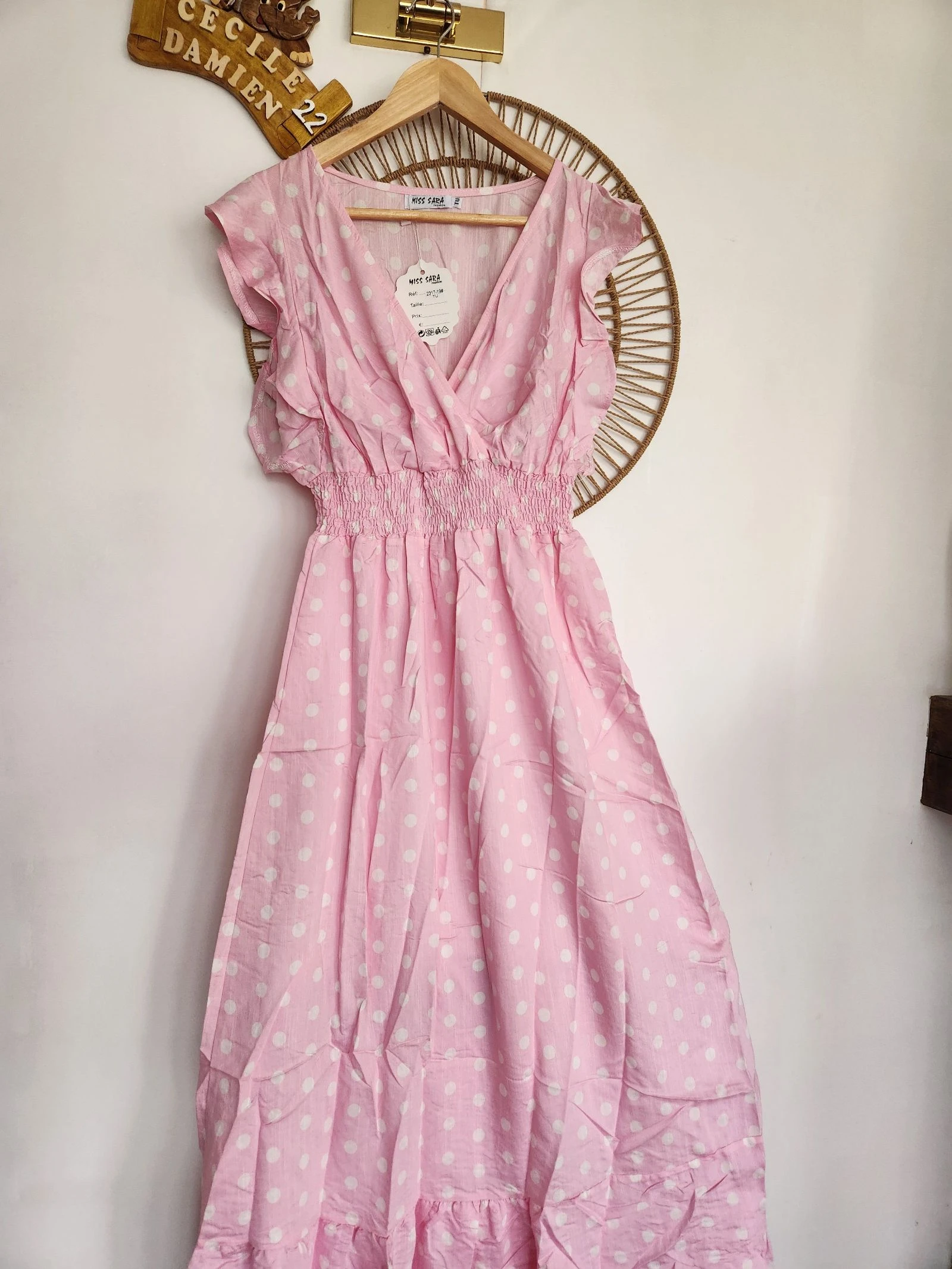 đž robe longue Ă©tĂ© rose Ă pois